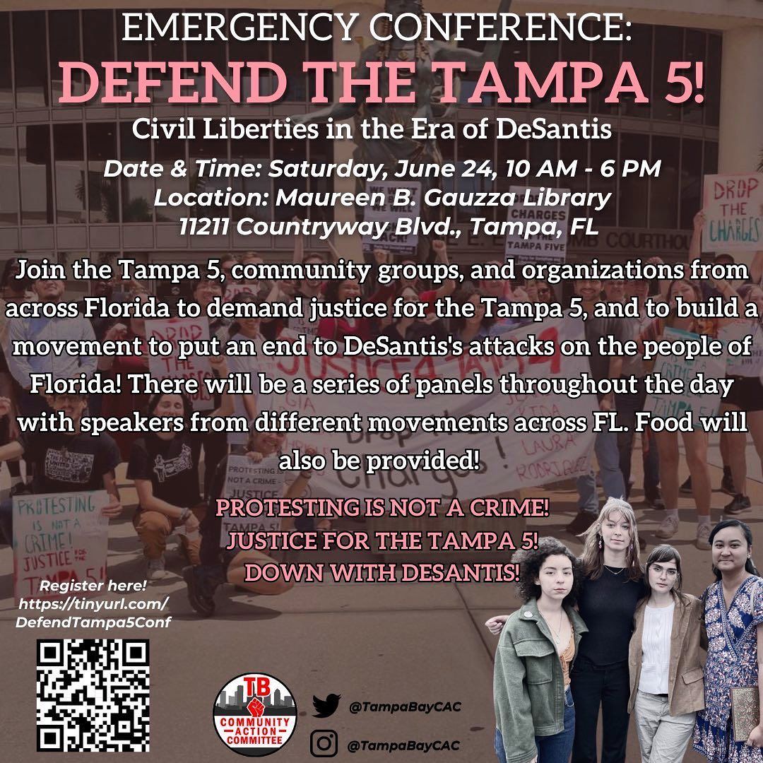 Activism is not a crime! July 12ᵗʰ Rally to Defend the Tampa 5!